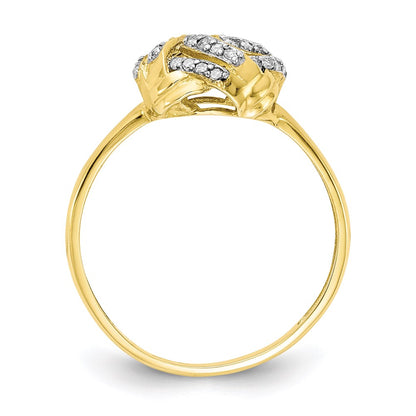 10K Yellow Gold Tiara Collection Polished Real Diamond Ring