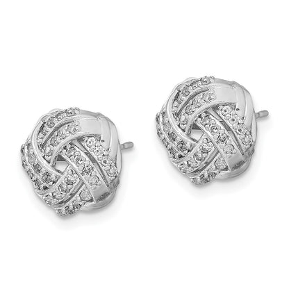 Double Row Love Knot Diamond Post Stud Earrings in 14K White Gold Fine Jewelry