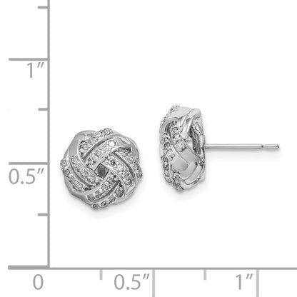 Double Row Love Knot Diamond Post Stud Earrings in 14K White Gold Fine Jewelry