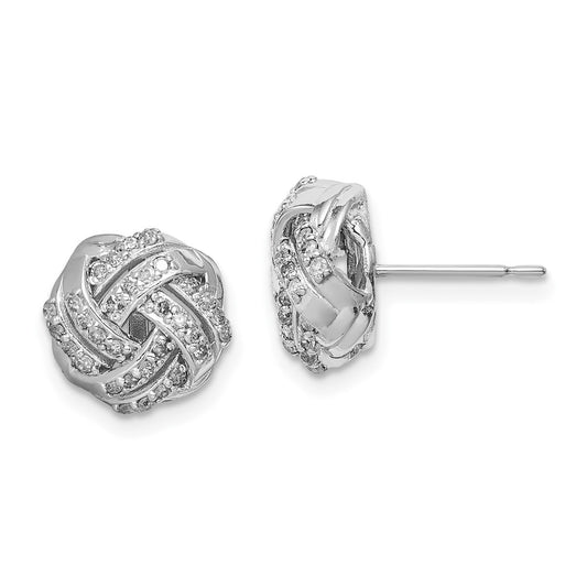Double Row Love Knot Diamond Post Stud Earrings in 14K White Gold Fine Jewelry