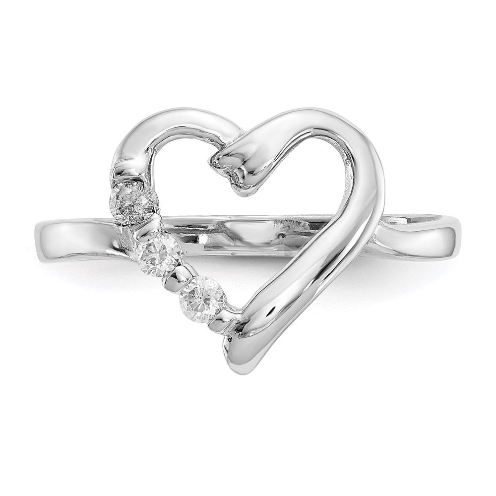 14K White Gold .10ct Real Diamond Heart Ring