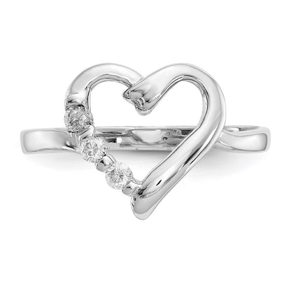 14K White Gold .10ct Real Diamond Heart Ring