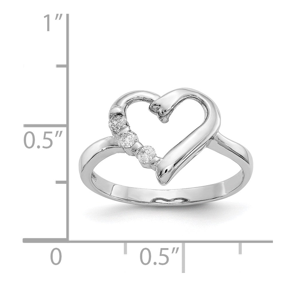 14K White Gold .10ct Real Diamond Heart Ring