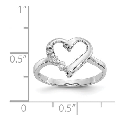 14K White Gold .10ct Real Diamond Heart Ring