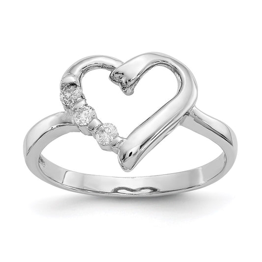 14K White Gold .10ct Real Diamond Heart Ring