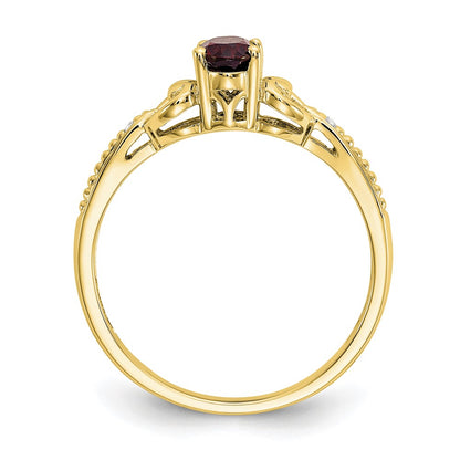 10K Yellow Gold Garnet and Real Diamond Ring