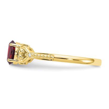 10K Yellow Gold Garnet and Real Diamond Ring