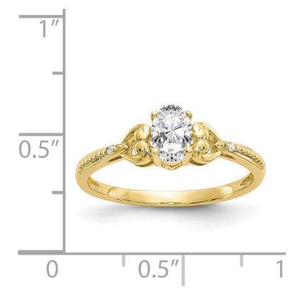 10K Yellow Gold White Topaz and Real Diamond Ring