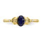 Real Oval Sapphire Diamond Ring 10K Yellow Gold September Birthstone Jewelry