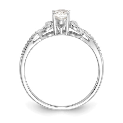 14K White Gold Topaz and Real Diamond Ring