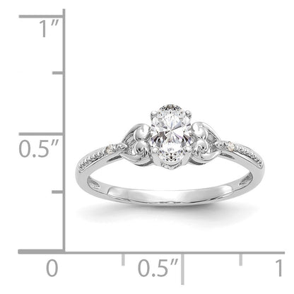 14K White Gold Topaz and Real Diamond Ring