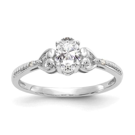 14K White Gold Topaz and Real Diamond Ring