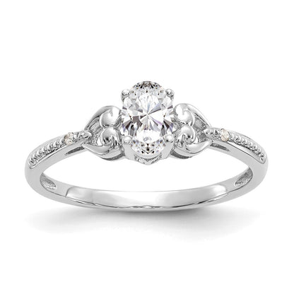 14K White Gold Topaz and Real Diamond Ring