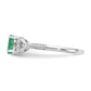 14K White Gold Emerald and Real Diamond Ring