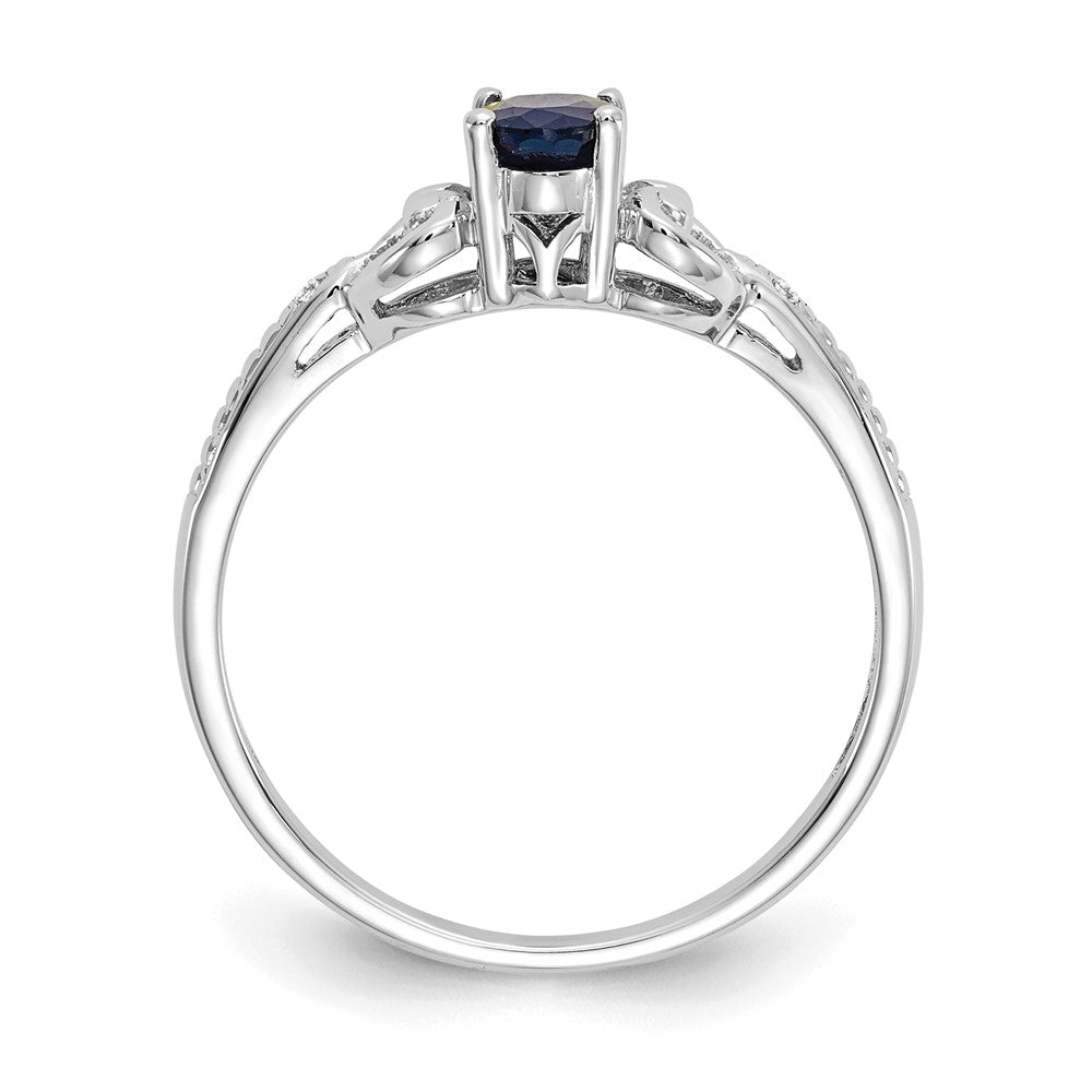 14K White Gold Sapphire and Real Diamond Ring