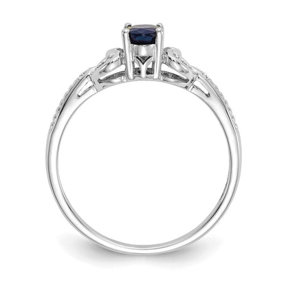 14K White Gold Sapphire and Real Diamond Ring