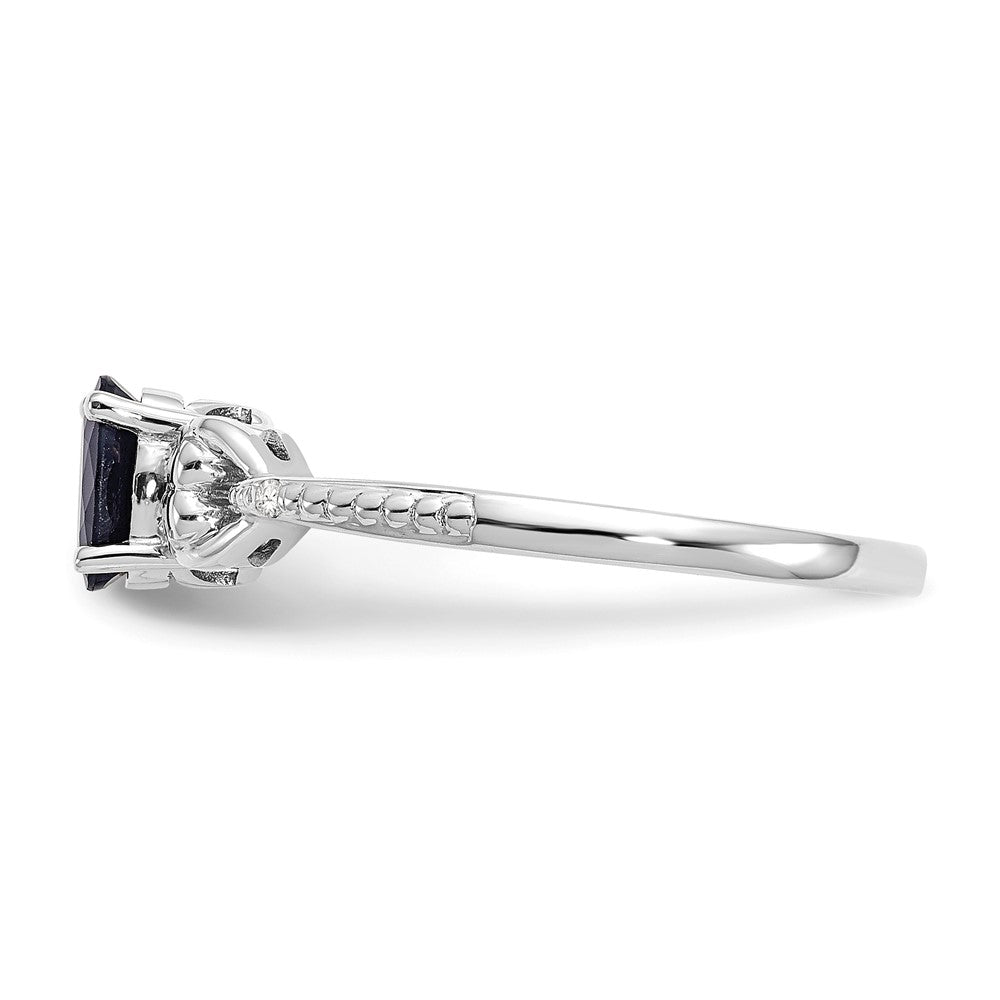 14K White Gold Sapphire and Real Diamond Ring