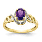 10K Yellow Gold Amethyst and Real Diamond Ring
