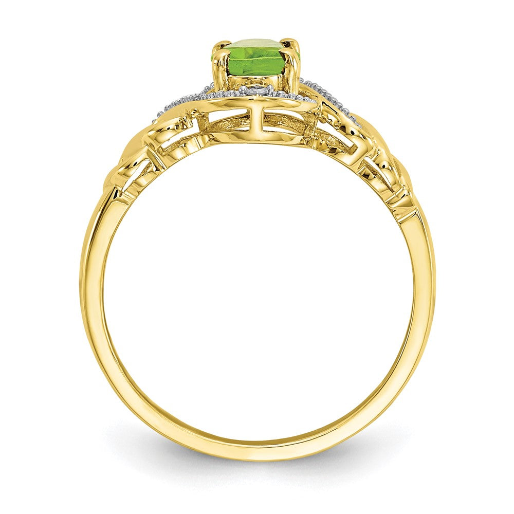 10K Yellow Gold Peridot and Real Diamond Ring