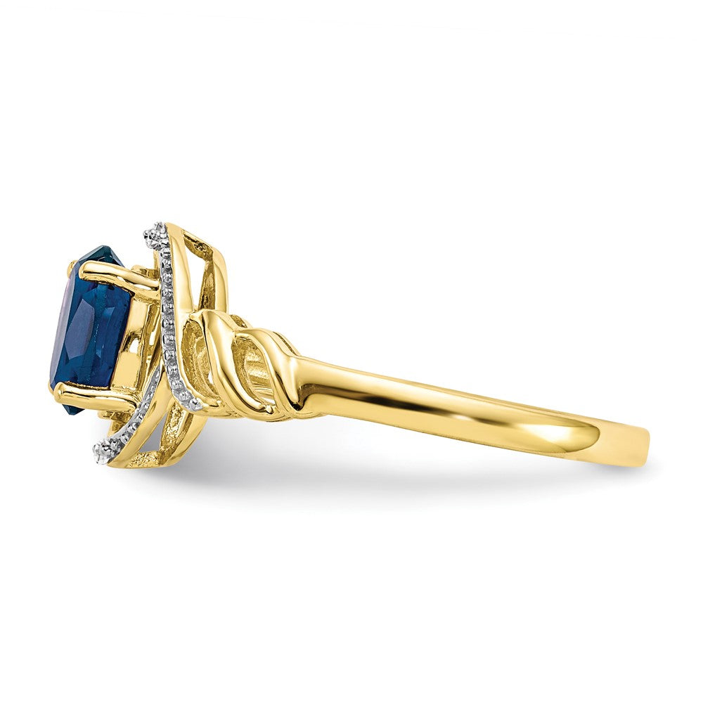 10K Yellow Gold Sapphire and Real Diamond Ring