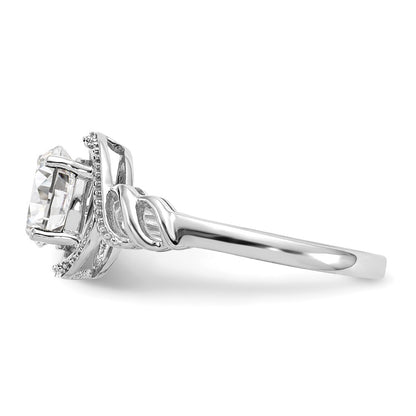 14K White Gold Topaz and Real Diamond Ring