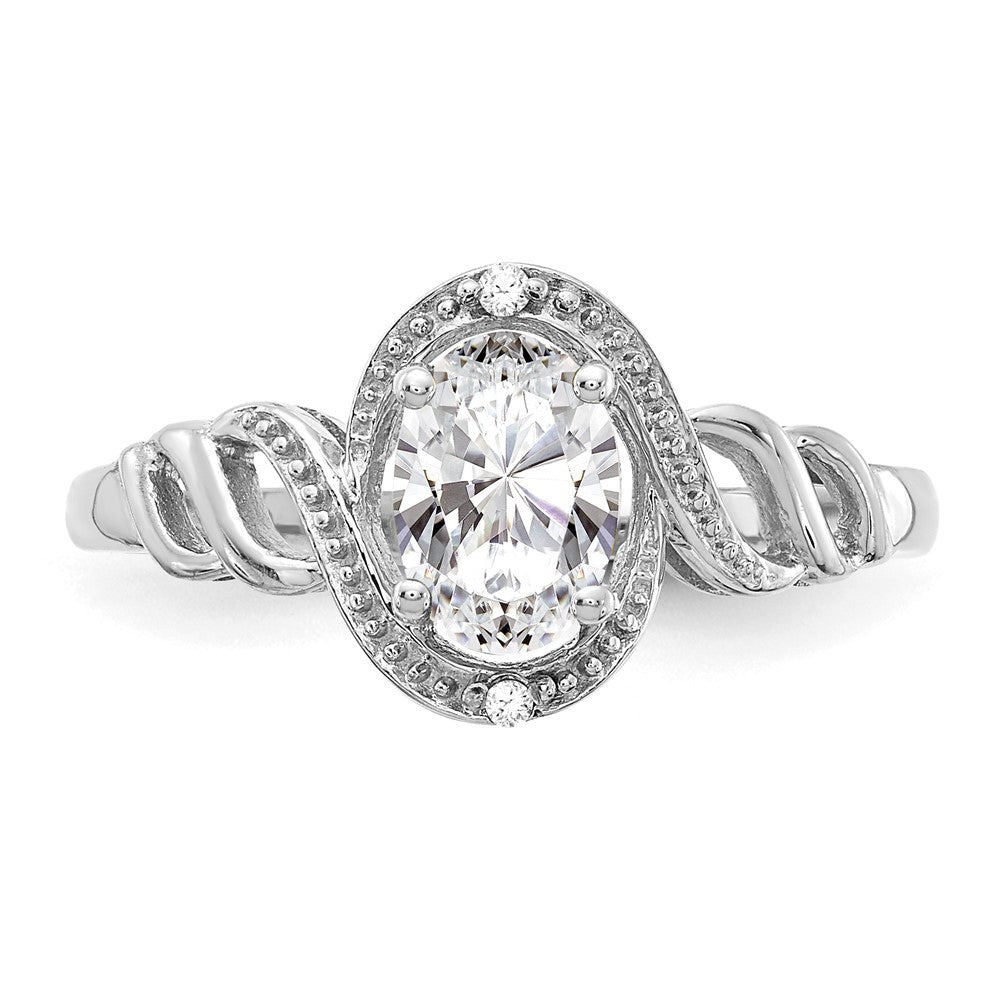 14K White Gold Topaz and Real Diamond Ring