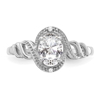 14K White Gold Topaz and Real Diamond Ring