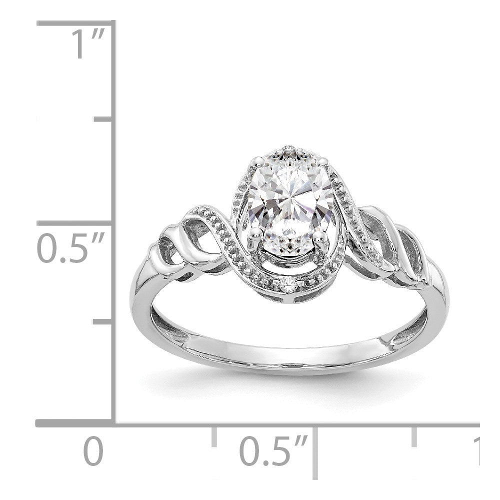 14K White Gold Topaz and Real Diamond Ring