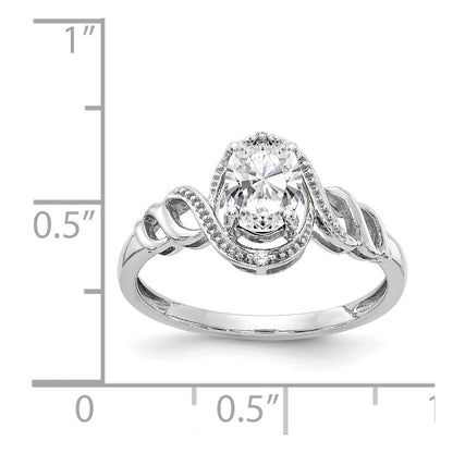 14K White Gold Topaz and Real Diamond Ring