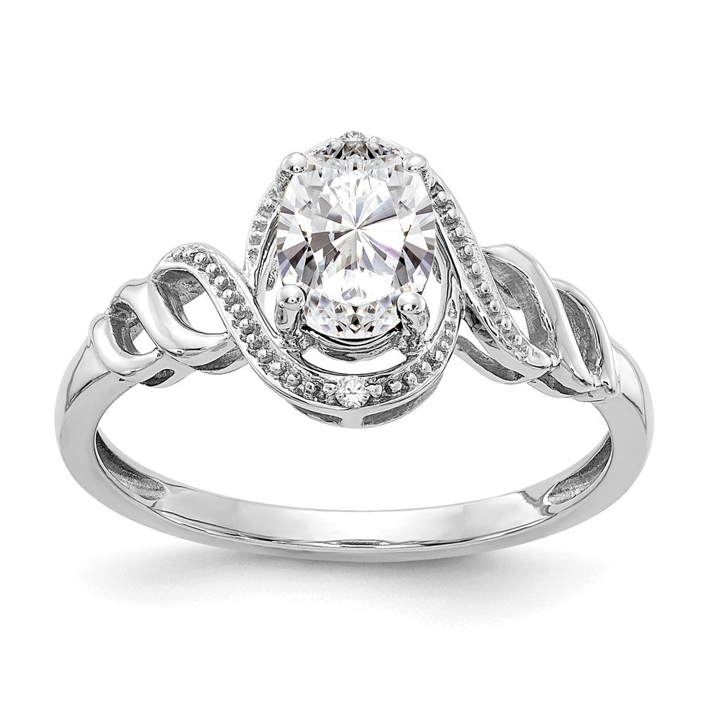 14K White Gold Topaz and Real Diamond Ring