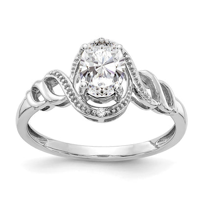 14K White Gold Topaz and Real Diamond Ring