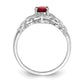 Real 7x5mm Oval Ruby & Diamond Ring 14K White Gold - July Birthstone Jewelry