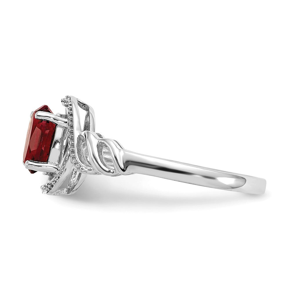 Real 7x5mm Oval Ruby & Diamond Ring 14K White Gold - July Birthstone Jewelry
