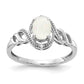 14K White Gold Opal and Real Diamond Ring