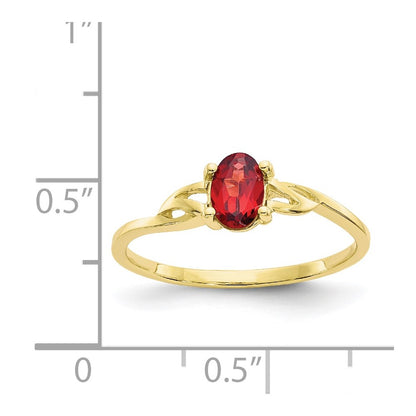 10K Yellow Gold Polished Geniune Garnet Birthstone Ring