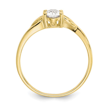 10K Yellow Gold Polished Geniune White Topaz Birthstone Ring
