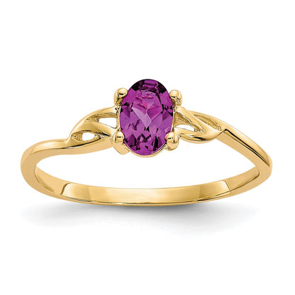 10k Yellow Gold Polished Genuine Rhodolite Garnet Birthstone Ring
