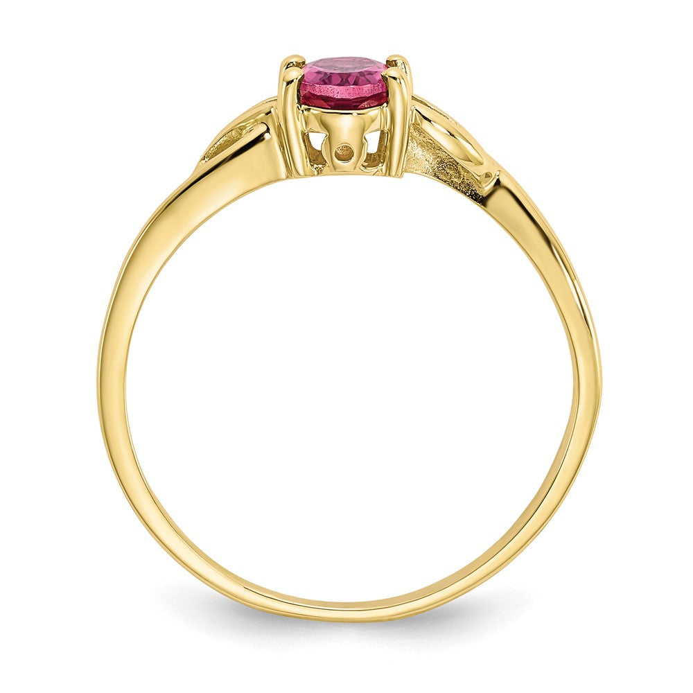 10k Yellow Gold Polished Genuine Pink Tourmaline Birthstone Ring