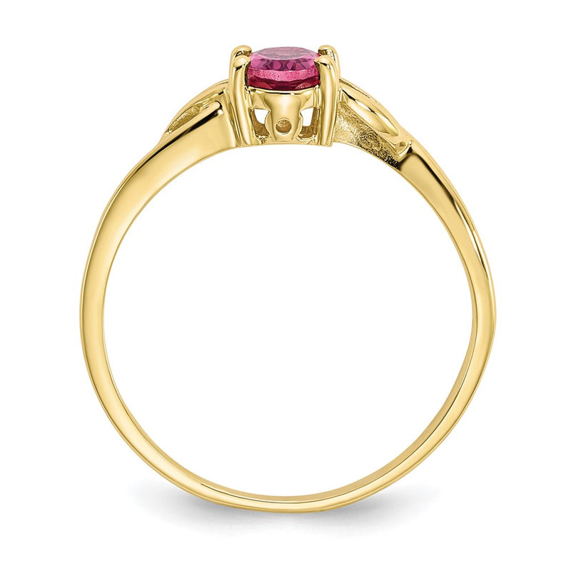 10k Yellow Gold Polished Genuine Pink Tourmaline Birthstone Ring