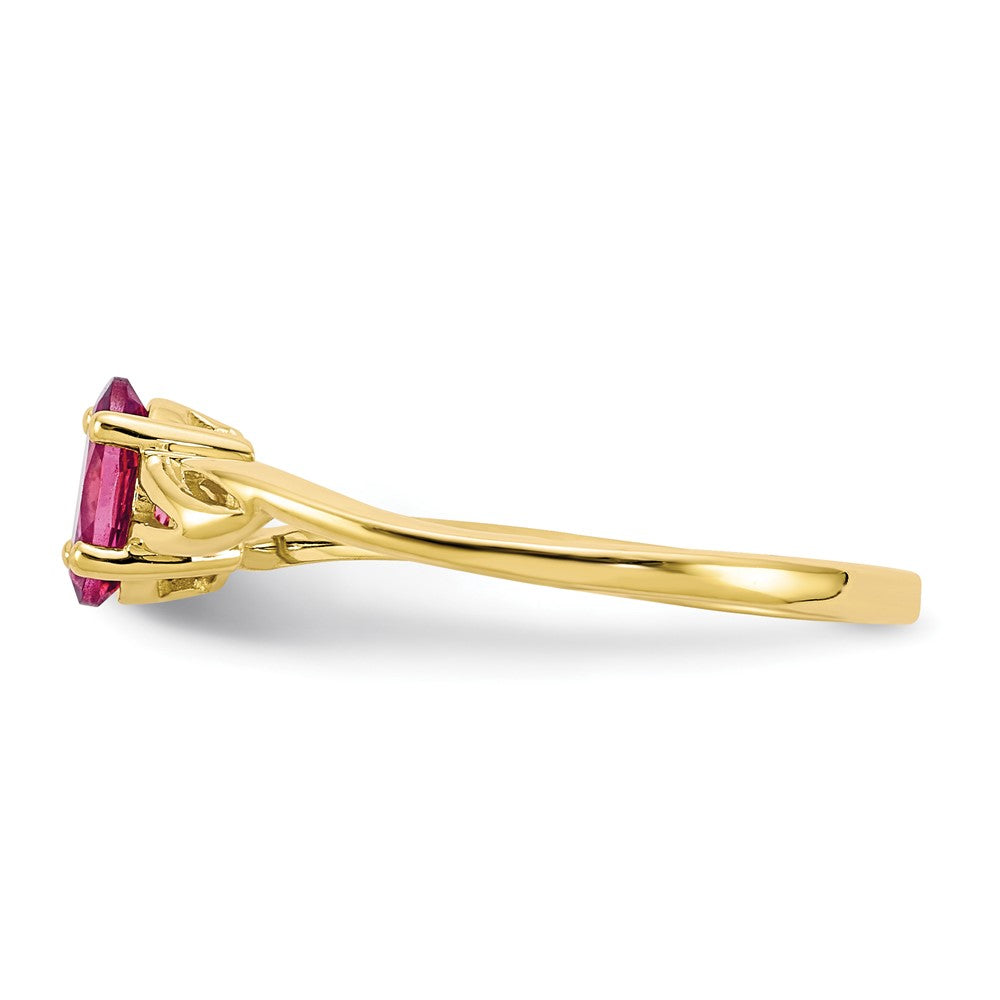 10k Yellow Gold Polished Genuine Pink Tourmaline Birthstone Ring