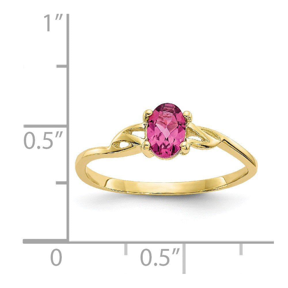 10k Yellow Gold Polished Genuine Pink Tourmaline Birthstone Ring