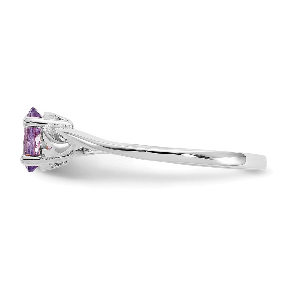 14K White Gold Polished Geniune Amethyst Birthstone Ring