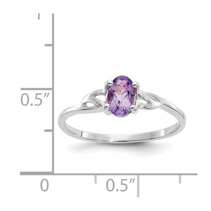 14K White Gold Polished Geniune Amethyst Birthstone Ring