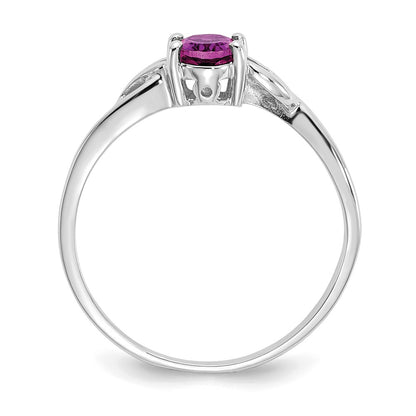 10K White Gold Polished Genuine Rhodolite Garnet Birthstone Ring