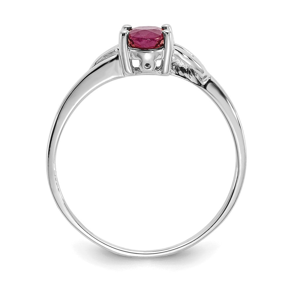 14K White Gold Polished Geniune Ruby Birthstone Ring