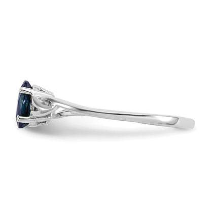 14K White Gold Polished Geniune Sapphire Birthstone Ring