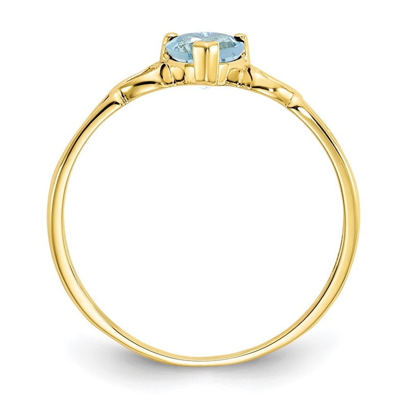 10K Yellow Gold Polished Geniune Aquamarine Birthstone Ring