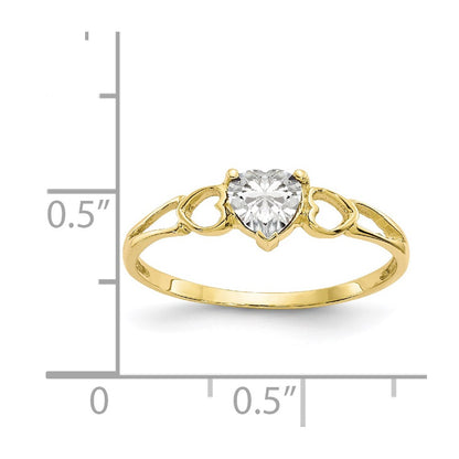 10K Yellow Gold Polished Geniune White Topaz Birthstone Ring