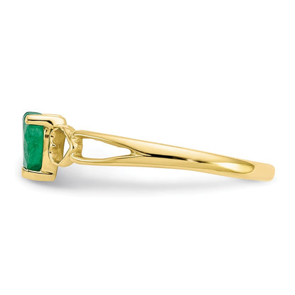 10K Yellow Gold Polished Geniune Emerald Birthstone Ring