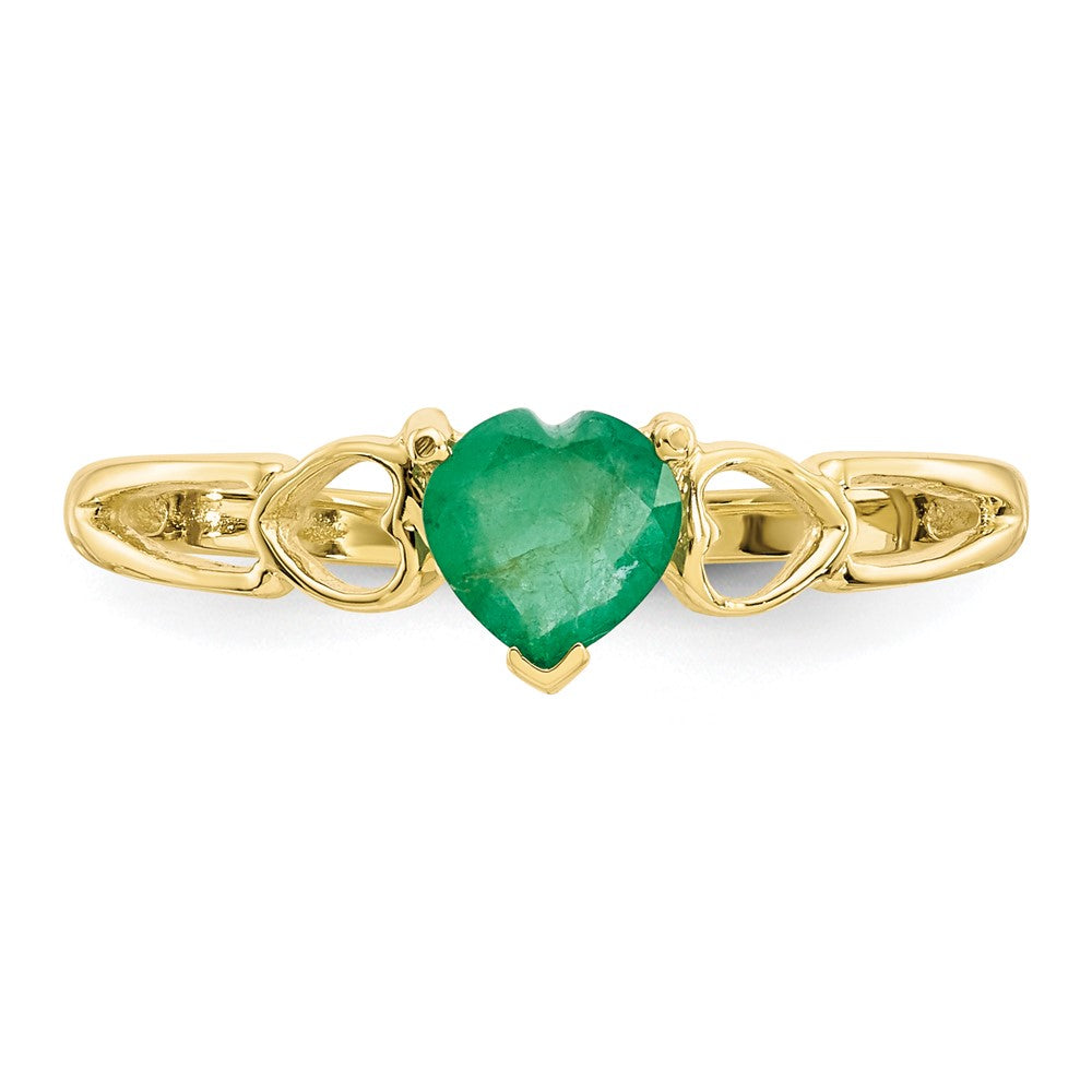 10K Yellow Gold Polished Geniune Emerald Birthstone Ring